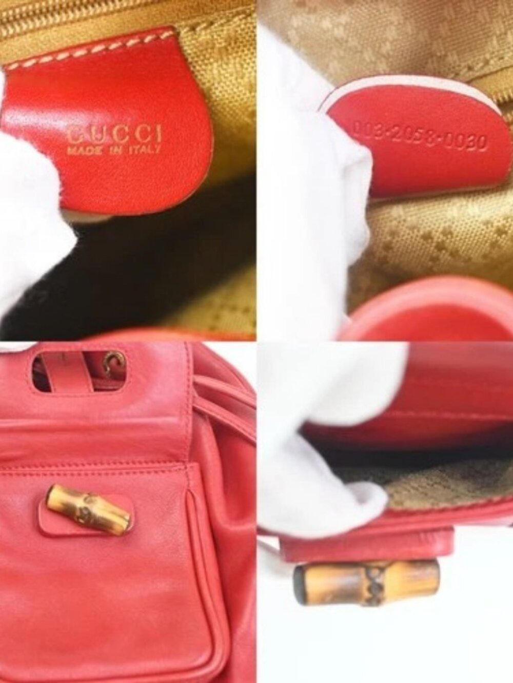 GUCCI Logo Bamboo Drawstring Mini Backpack Bag Leather Red GHW Italy 62ZA194 - Picture 16 of 16